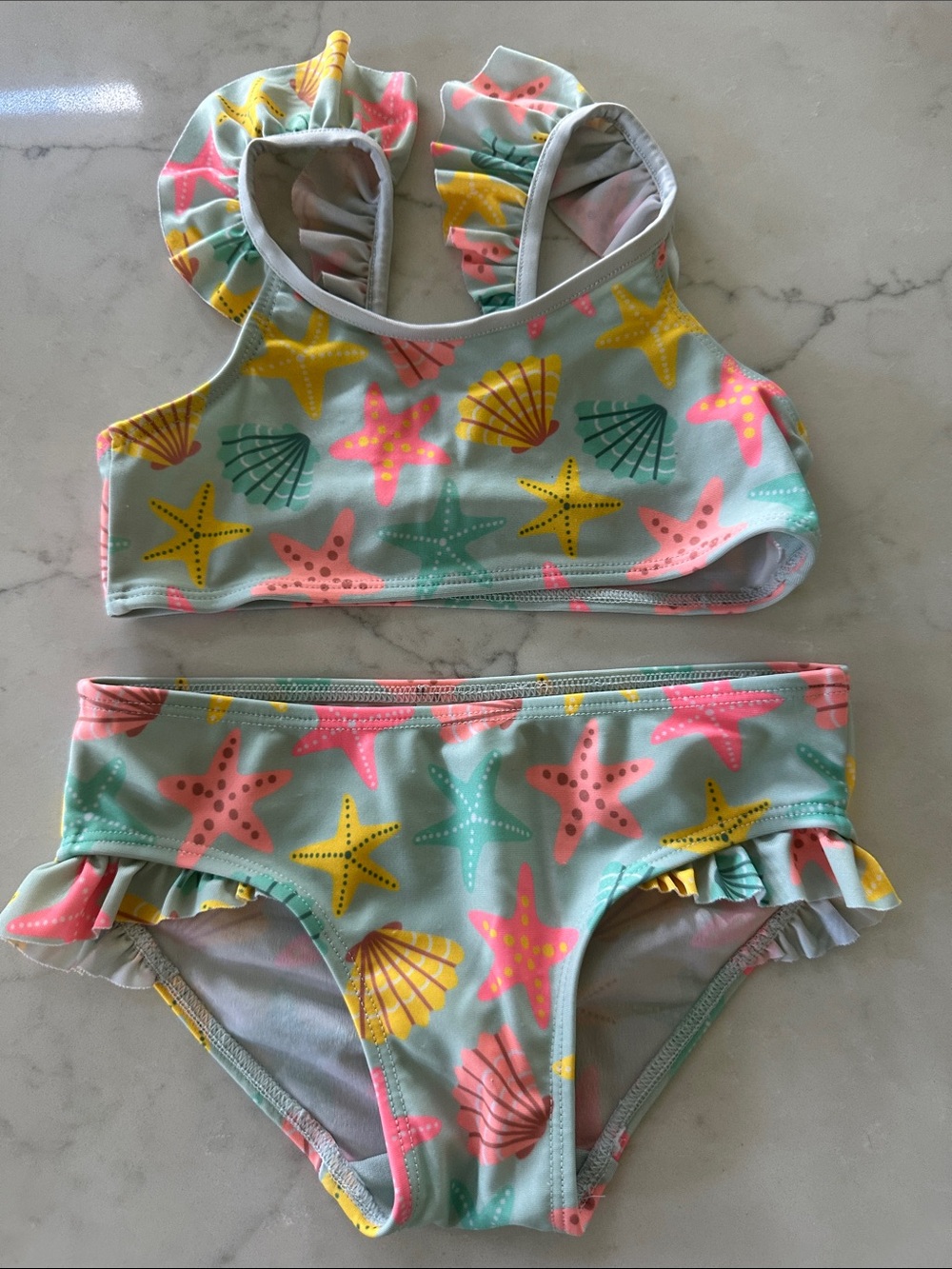 H&M Mint Starfish & Shell Two-Piece Bikini with Ruffle Straps